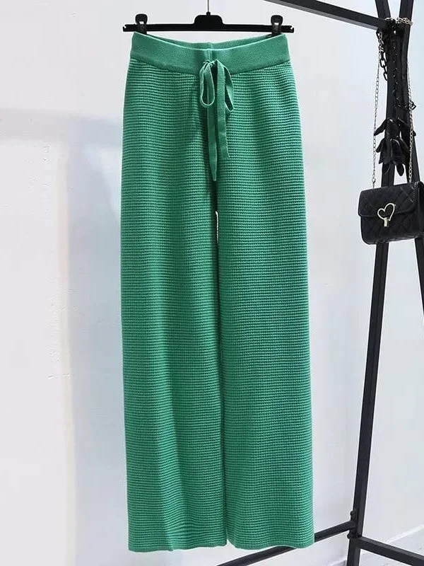 Soft Woolen Elastic Waist Palazzo Pants