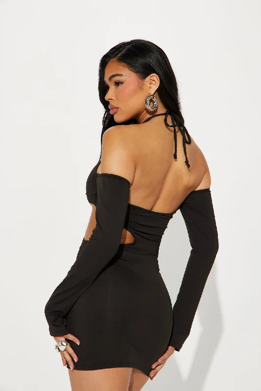 Stepping Out Cut Out Mini Dress - Black