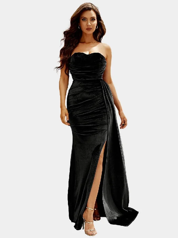 Strapless Velvet Maxi Prom Dress M02119