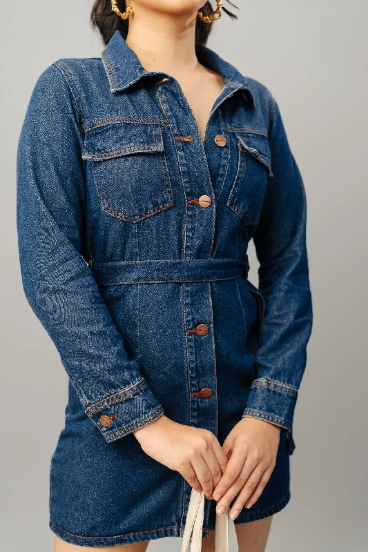 Tinted Full Sleeve Denim Dress