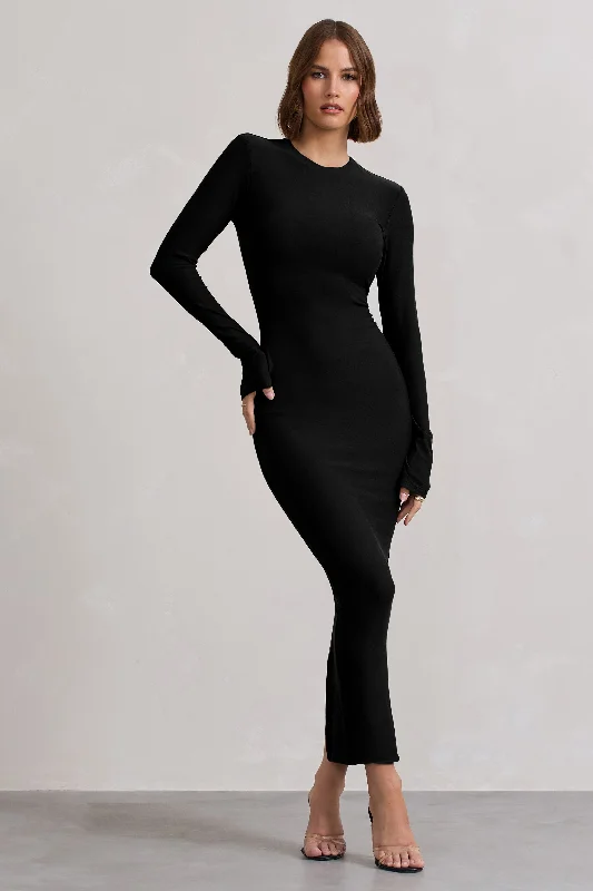 Wonder | Black Bodycon Long-Sleeve Maxi Dress