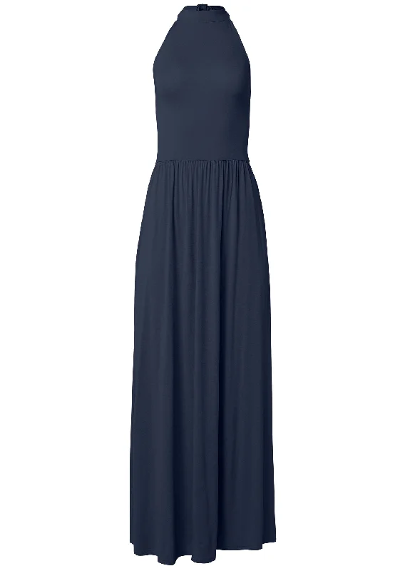 High Neck Maxi Dress - Navy