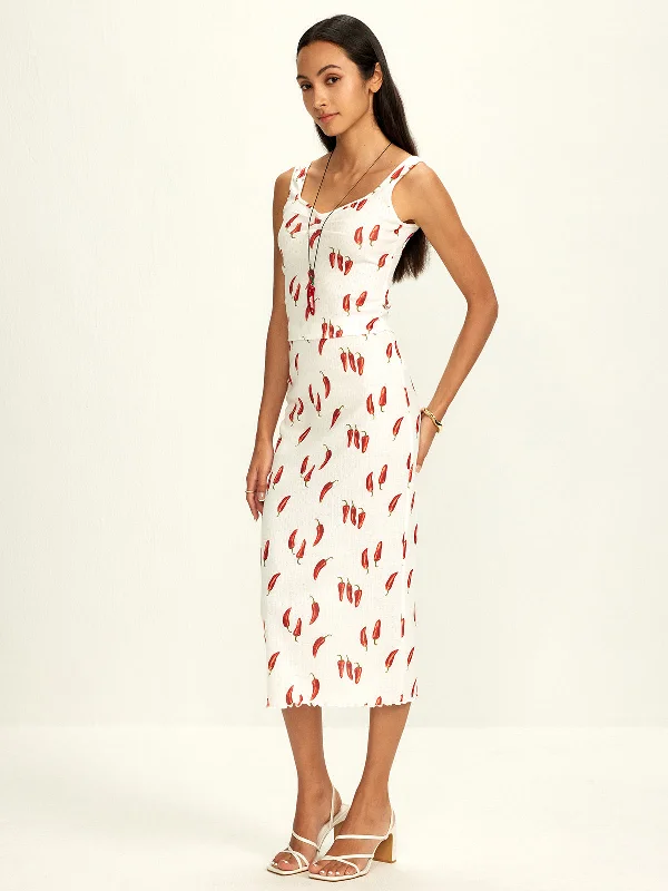 Cotton Chili Pepper Printed Skirt Set