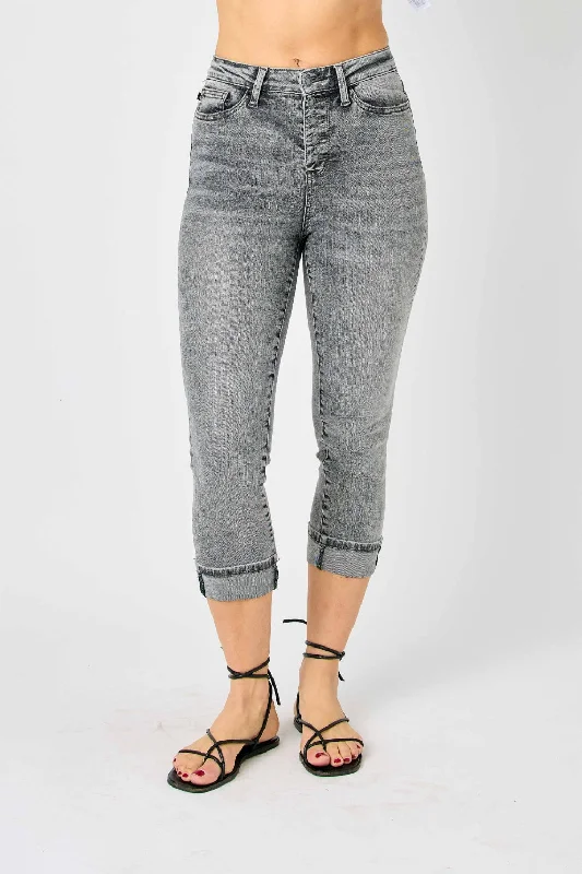 Judy Blue Button Fly High Rise Cuffed Capris