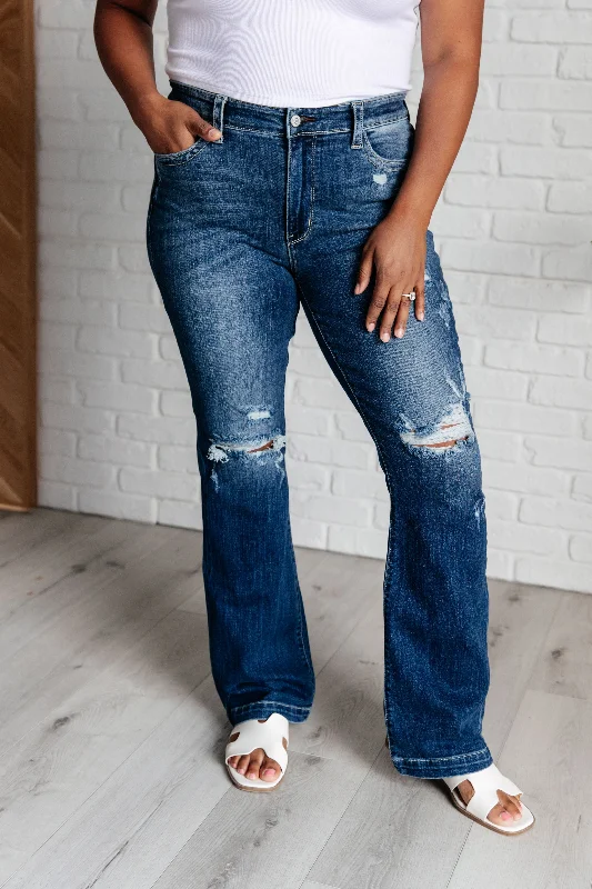 Judy Blue Mid Rise Distressed Bootcut Jeans