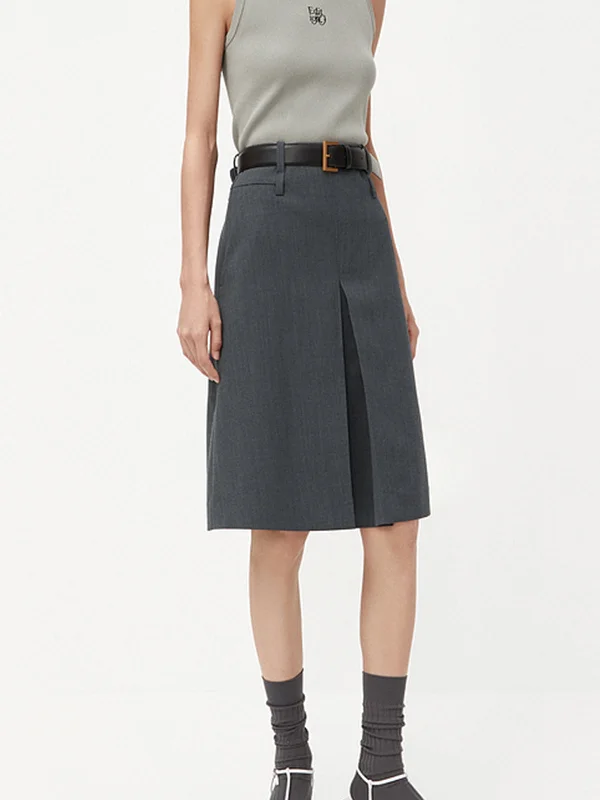 Minimlism Unbelted Midi Skirt