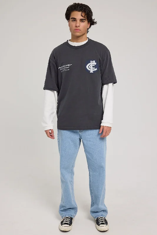 Nena & Pasadena Carlton Blues AFL Oversize Tee Pigment Black