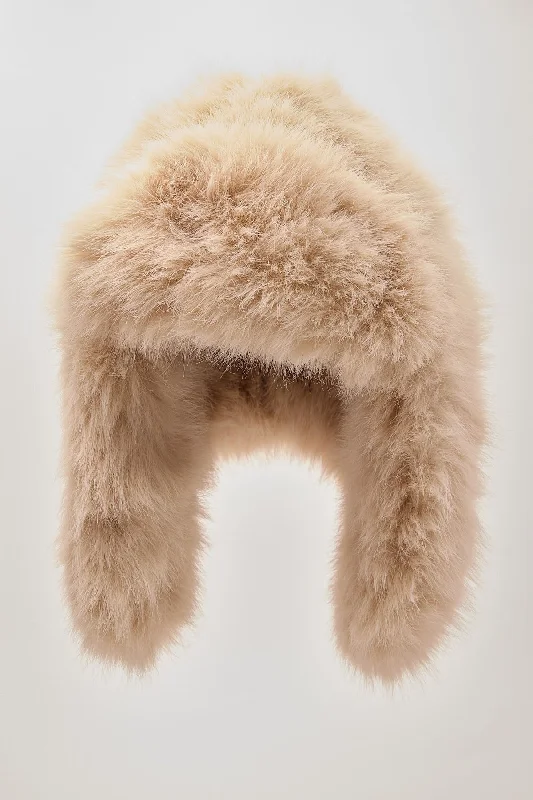 Token Faux Fur Y2K Trapper Hat Nude