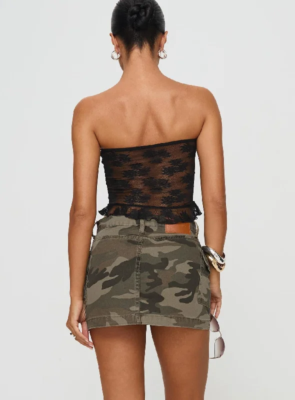 Zakai Cargo Denim Mini Skirt Camo