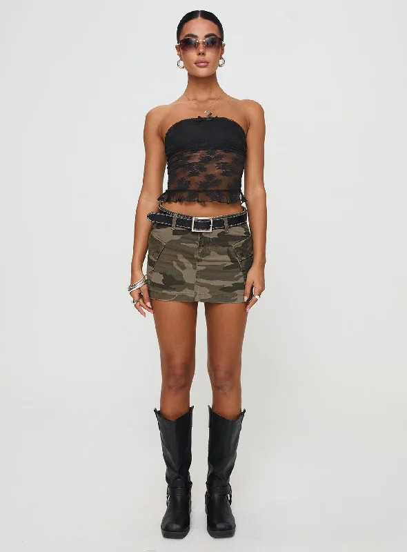 Zakai Cargo Denim Mini Skirt Camo