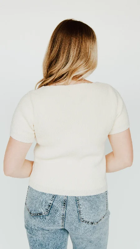 The Eldon Cut-Out Detail Blouse in Ivory