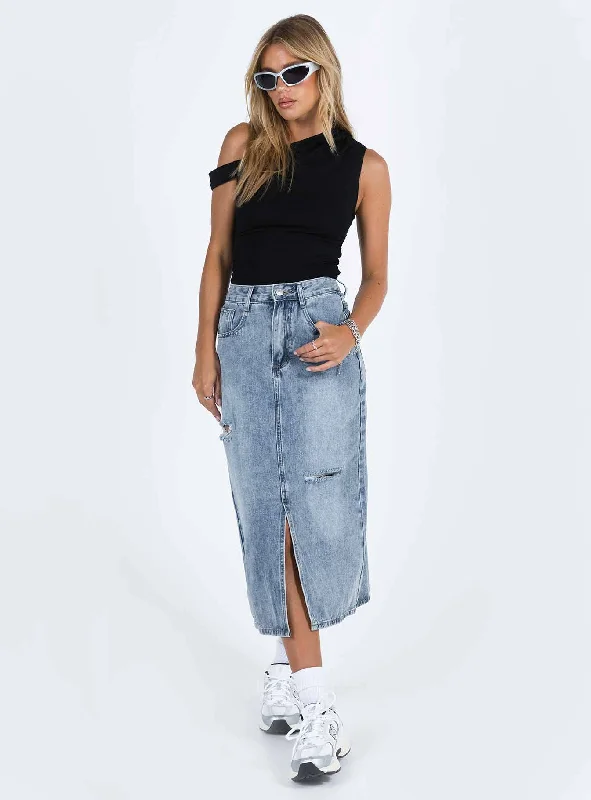 Belsie Midi Skirt Light Wash Denim