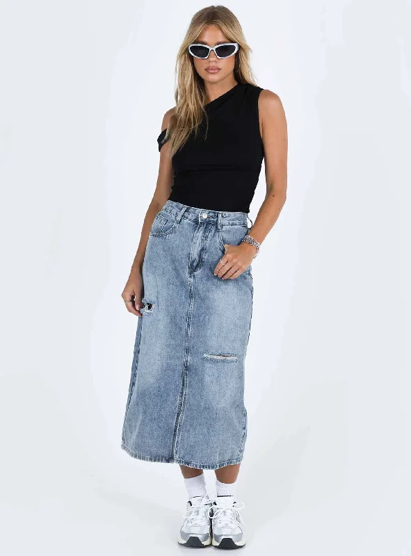 Belsie Midi Skirt Light Wash Denim