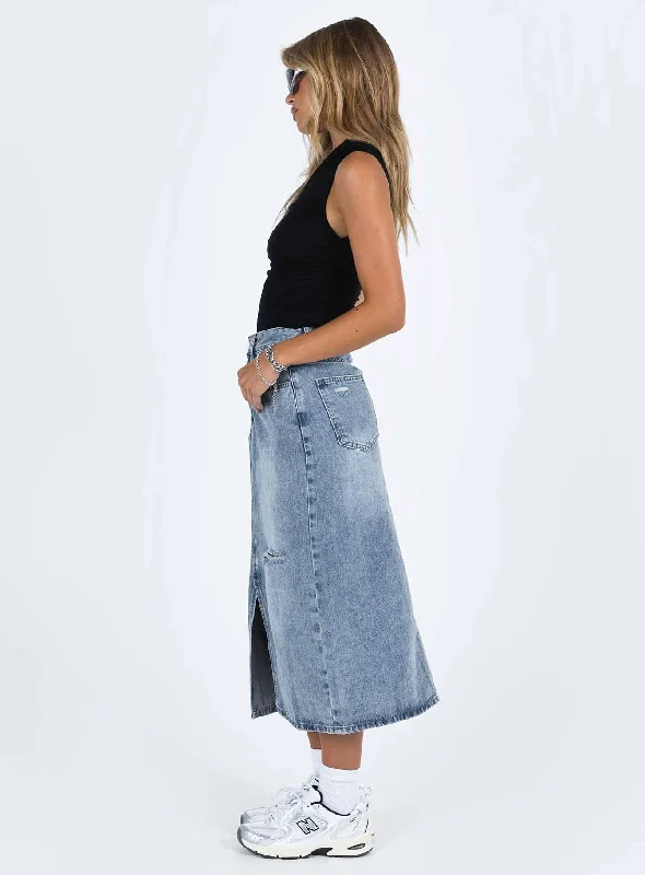 Belsie Midi Skirt Light Wash Denim