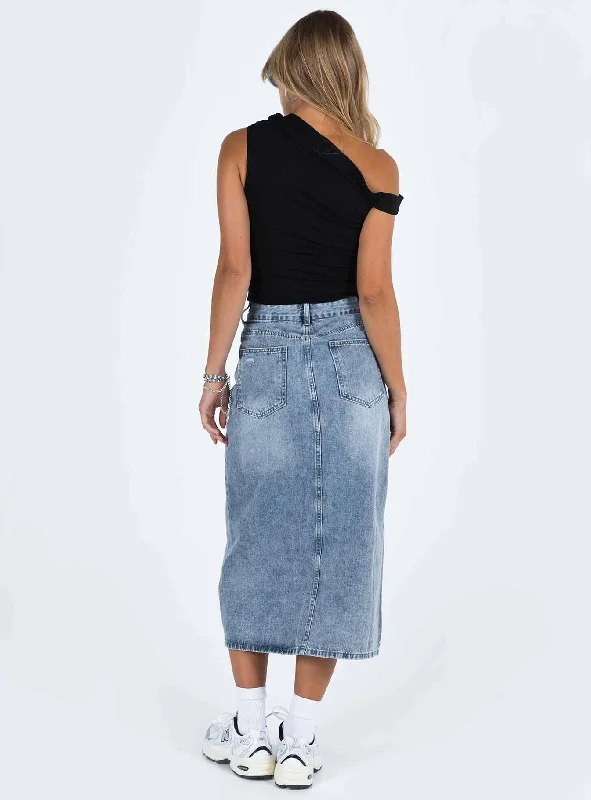 Belsie Midi Skirt Light Wash Denim