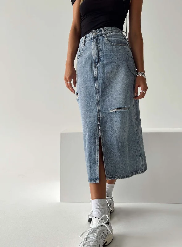 Belsie Midi Skirt Light Wash Denim