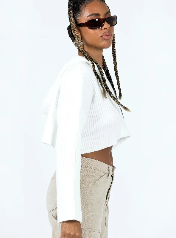 Benson Cropped Sweater White