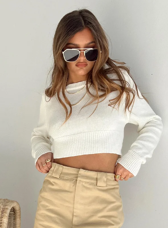 Britta Cropped Sweater White