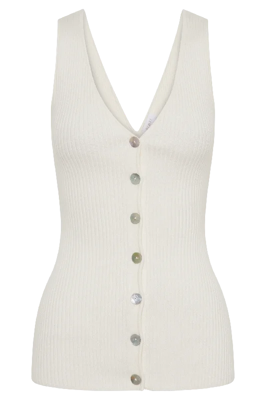 Calypso Knit Longline Vest - Ivory