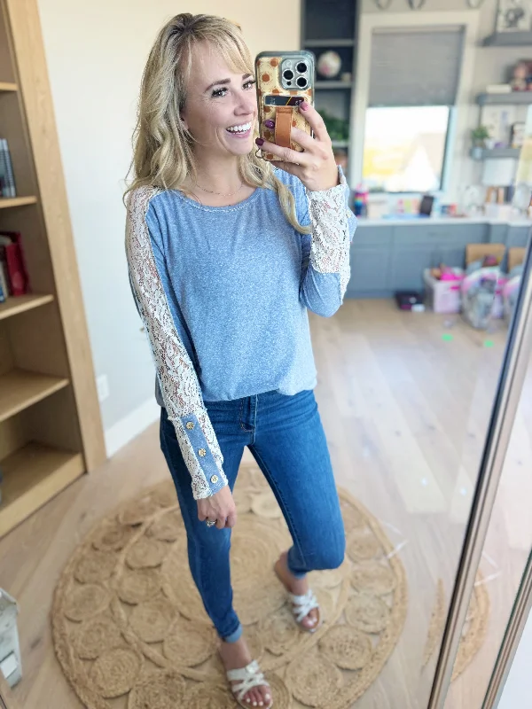 Laid Back Lace Top in Denim