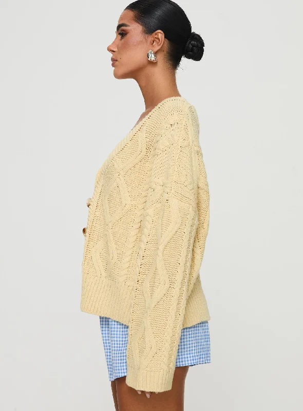 Daxtan Cable Cardigan Lemon