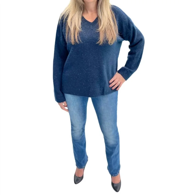 Emery V-Neck Sweater In Blue