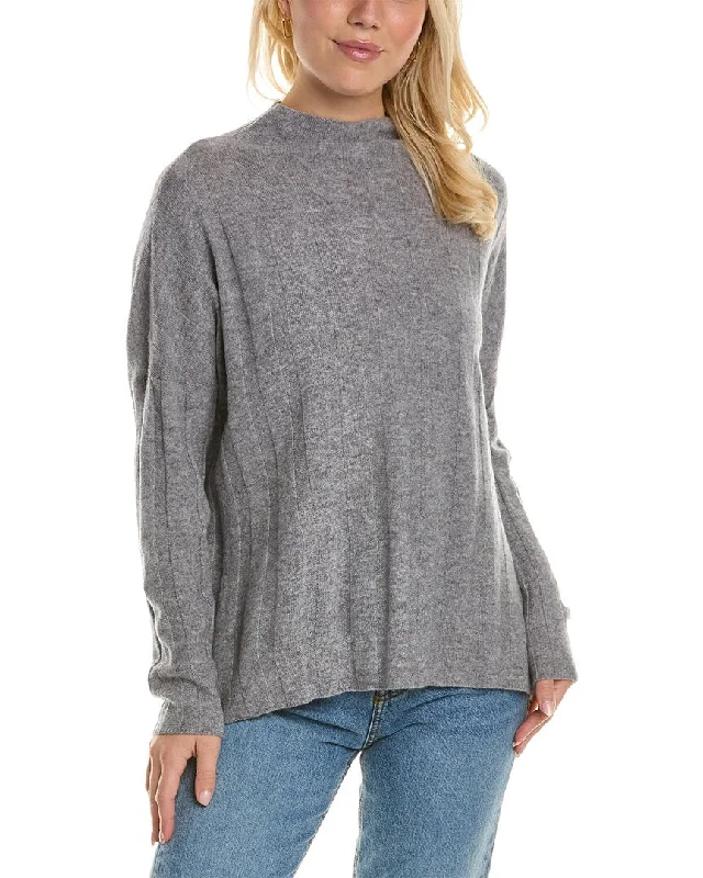 Forte Cashmere Wide Rib Funnel Cashmere Pullover