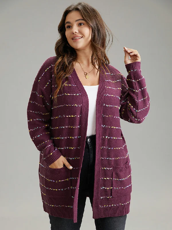 Heather Rainbow Striped Open Front Cardigan