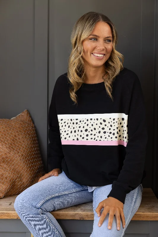 Jovie The Label Harlow Sweater Black Dalmatian Band