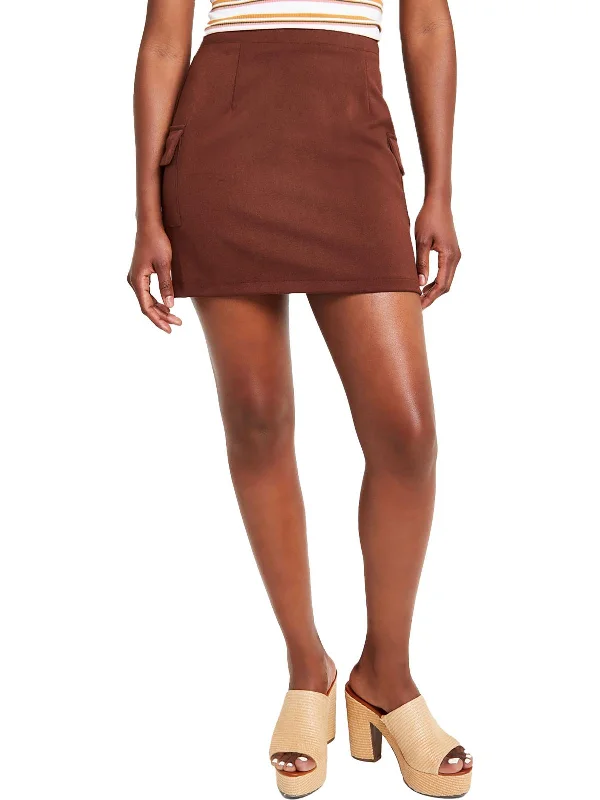 Juniors Womens Mini Stretch Cargo Skirt