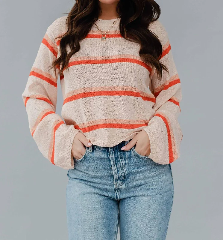 Kali Lightweight Striped Sweater In Pink