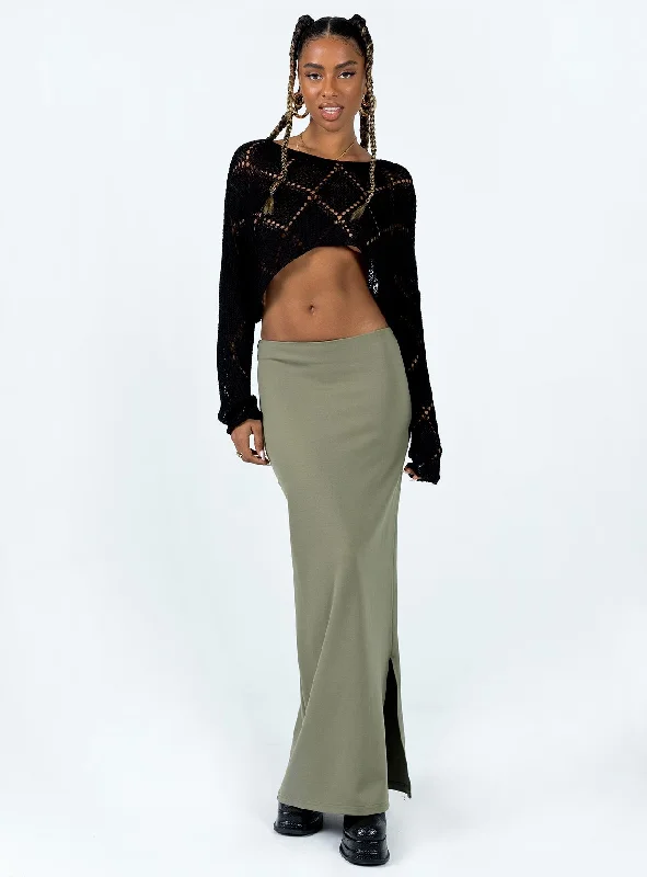 Karley Low Waist Maxi Skirt Green