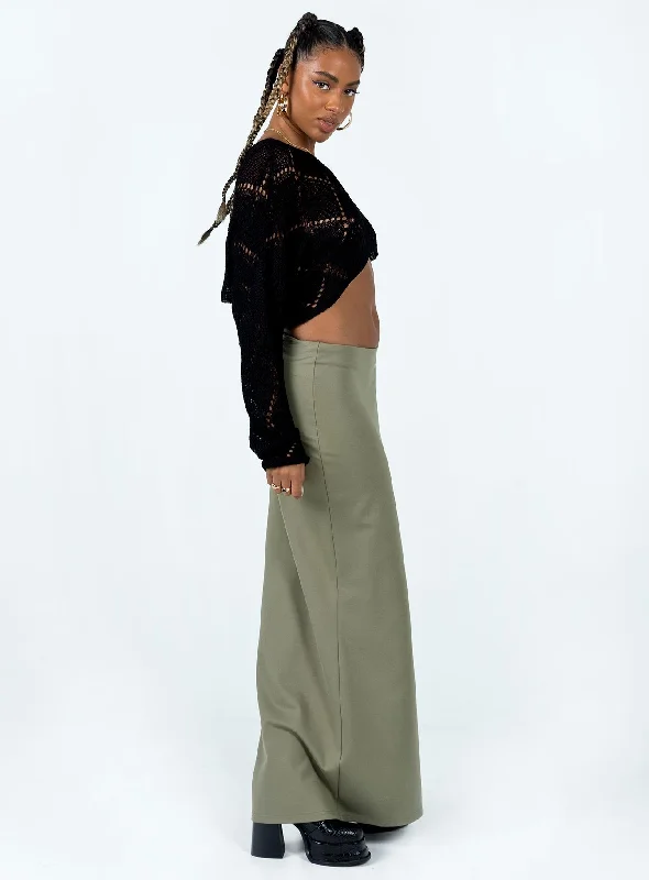 Karley Low Waist Maxi Skirt Green