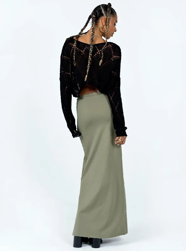 Karley Low Waist Maxi Skirt Green