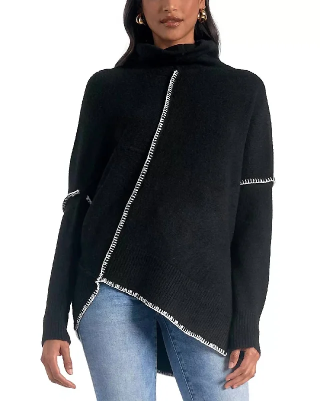 Long Asymmetrical Front Sweater In Black