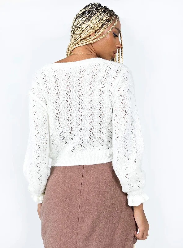 Lyric Cropped Cardigan White