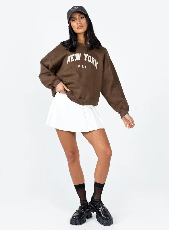 New York Crewneck Sweatshirt Brown