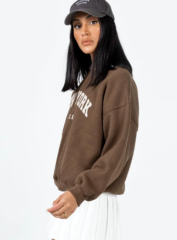 New York Crewneck Sweatshirt Brown