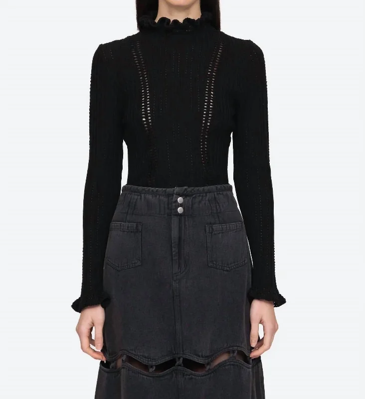 Paco Riva Turtleneck Sweater In Black