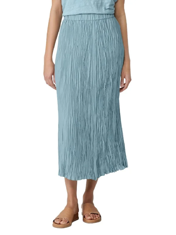 Pleated Full Length Skirt In Seafoam