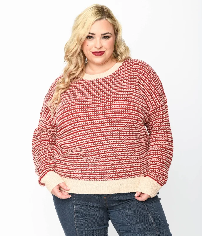 Red & Light Pink Striped Holiday Sweater