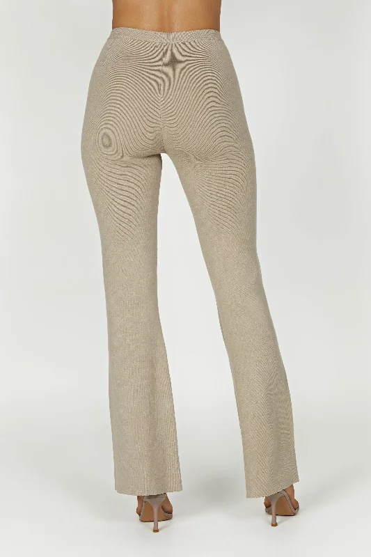 Rosetta Flare Knit Pants - Taupe