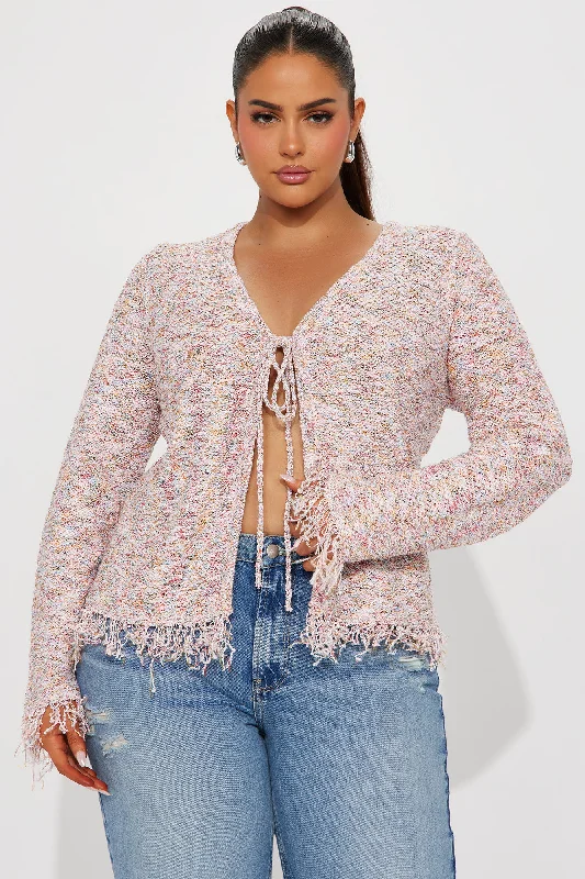 Summer Fun Fringe Cardigan - Pink/combo