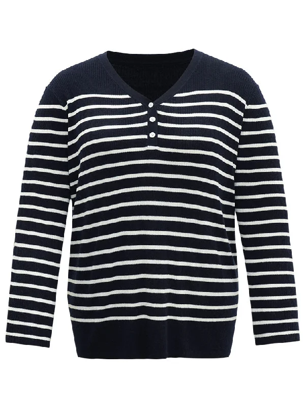 Supersoft Essentials Striped Button Through Pullover