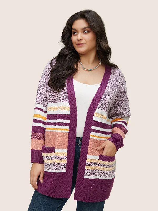 Supersoft Essentials Striped Contrast Open Front Cardigan