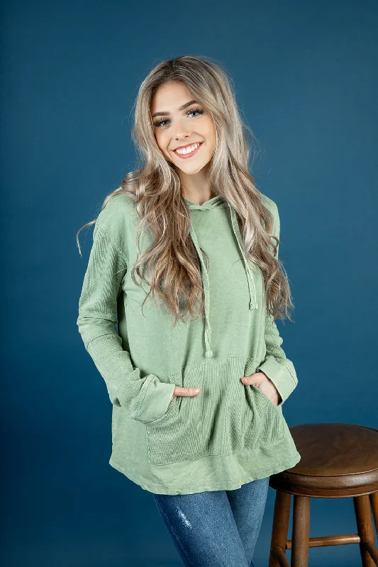 Talking to You Hoodie in Sage (SALE)