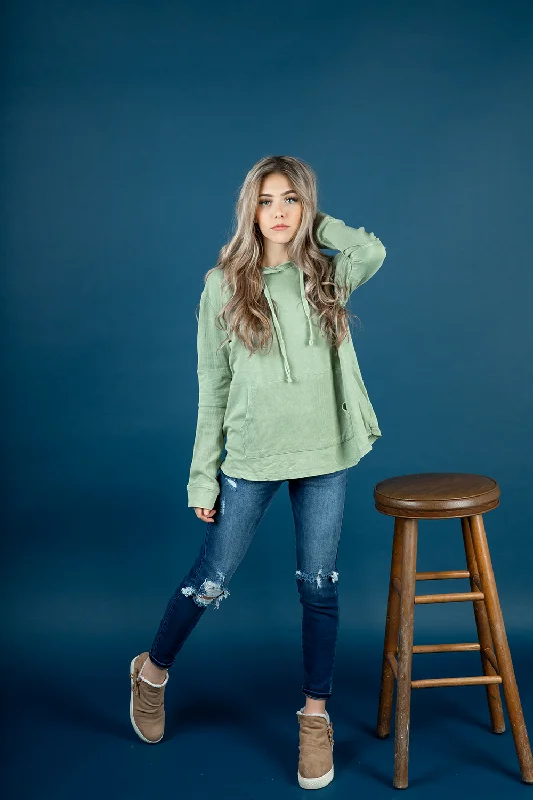 Talking to You Hoodie in Sage (SALE)