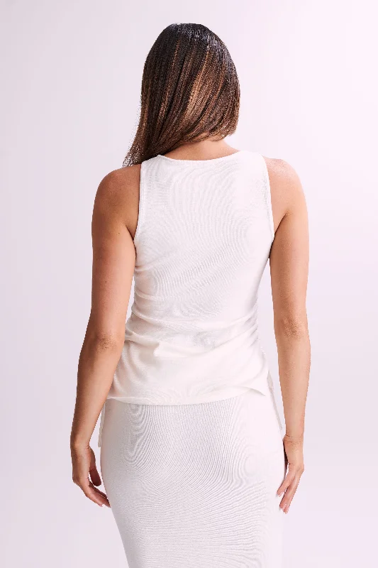 Tristan Ruched Knit Top - Ivory