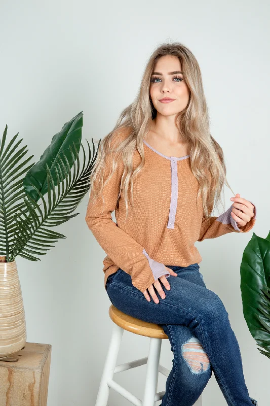 Trust You Waffle Knit Top in Caramel (SALE)