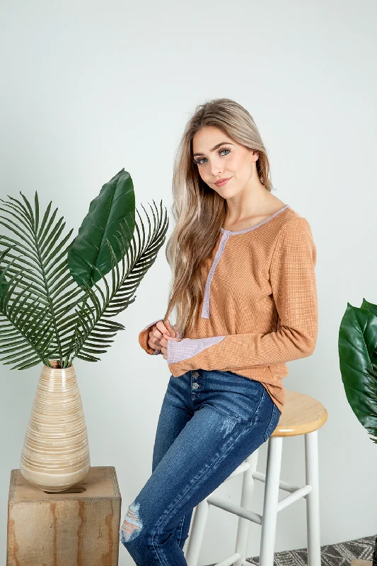 Trust You Waffle Knit Top in Caramel (SALE)